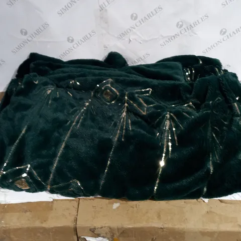 JULIEN MACDONALD EMERALD GREEN EMBELLISHED FAUX FUR THROW