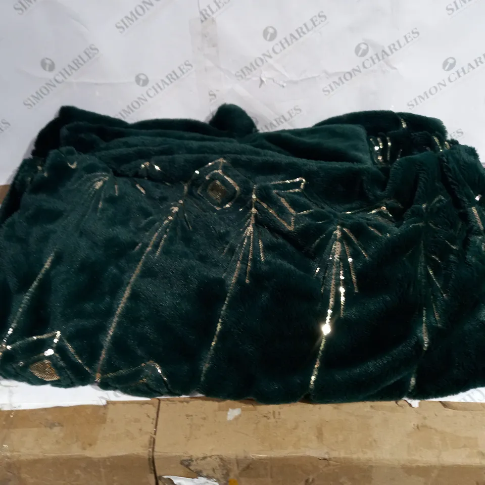 JULIEN MACDONALD EMERALD GREEN EMBELLISHED FAUX FUR THROW