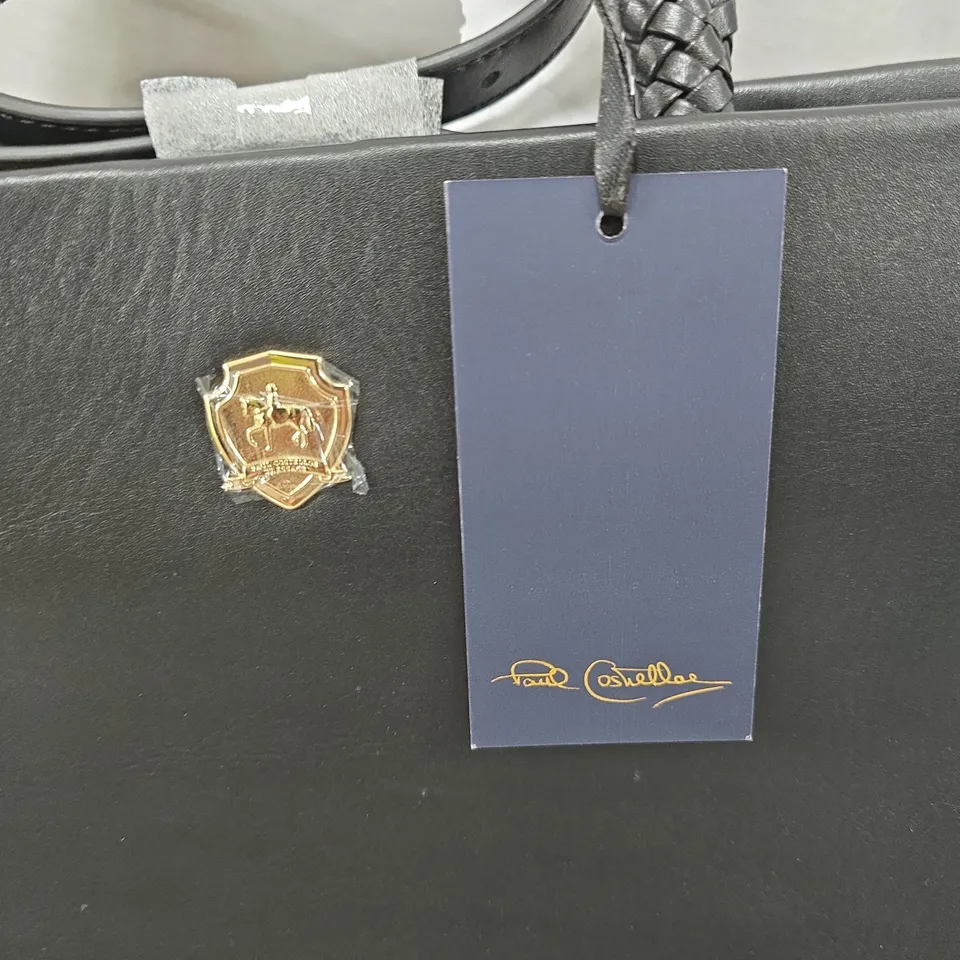 PAUL COSTELLOE DRESSAGE BLACK HANDBAG WITH BRAIDED HANDLES