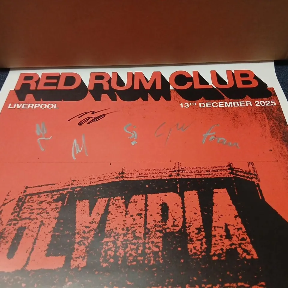 RED RUM CLUB LIVERPOOL POSTER – OLYMPIA, 13 DECEMBER 2025 – SIGNED