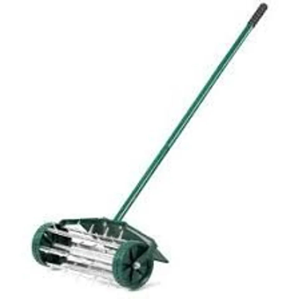 BOXED COSTWAY LAWN SPIKE AERATORS MANUAL GRASS ROLLER WITH PROTECTIVE FENDER