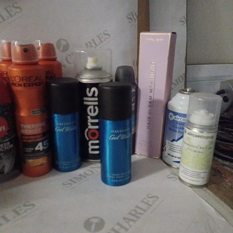 BOX OF HOUSEHOLD ITEMS TO INCLUDE LOREAL ANTI-PERSPIRANT , GARNIER INVISIBLE MIST