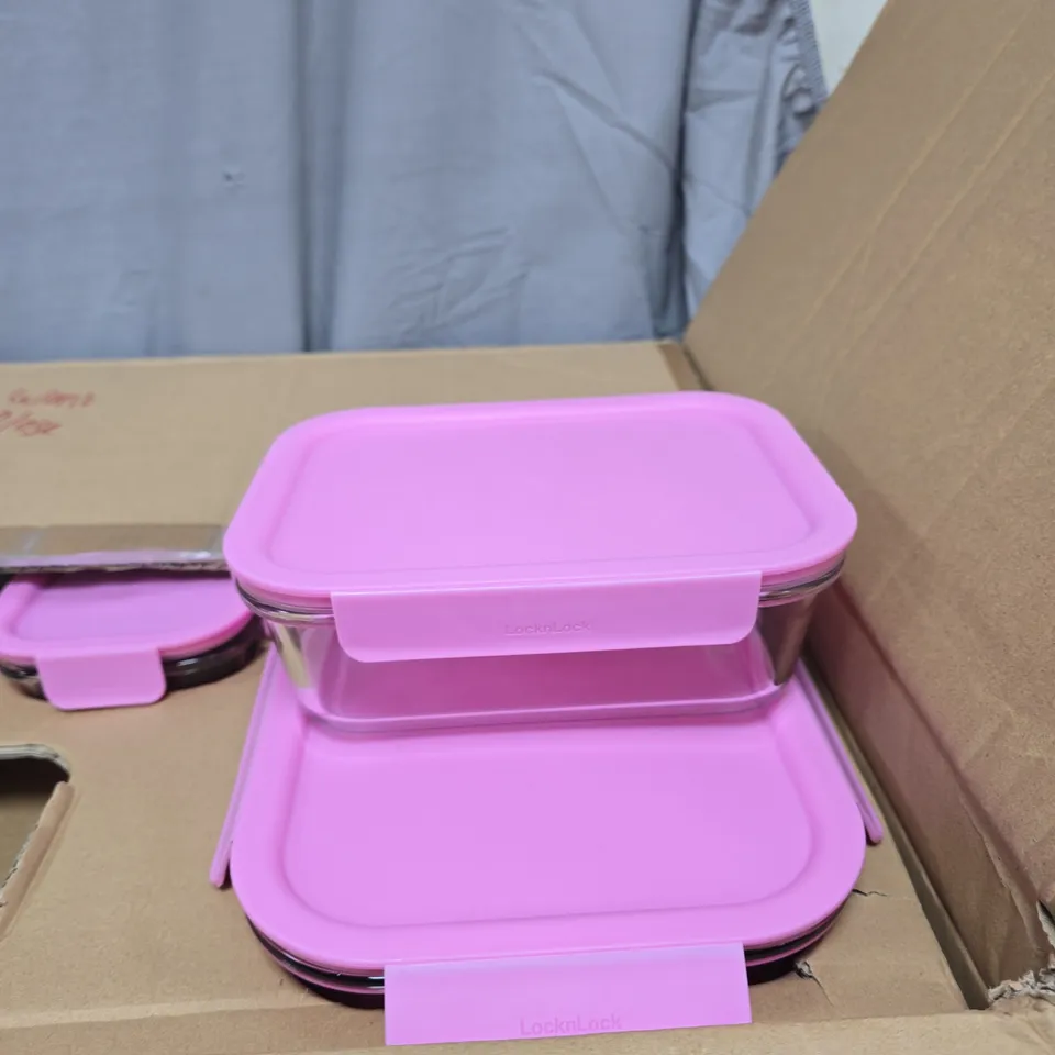 LOCK & LOCK 6 PIECE CLEAR GLASS SET WITH LIDS