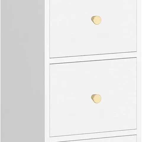 BOXED HZUANERI SLIM BEDSIDE TABLE, NARROW SIDE END TABLES WITH 3 DRAWERS, BEDSIDE CABINET WITH TOP GUARD, SMALL NIGHTSTAND, 30X24X60CM WHITE NS32113X