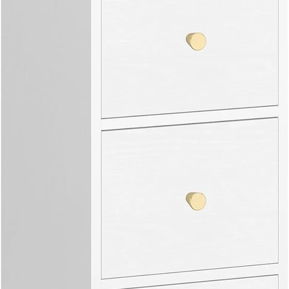 BOXED HZUANERI SLIM BEDSIDE TABLE, NARROW SIDE END TABLES WITH 3 DRAWERS, BEDSIDE CABINET WITH TOP GUARD, SMALL NIGHTSTAND, 30X24X60CM WHITE NS32113X