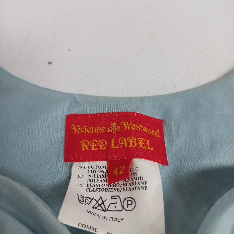 VIVIENNE WESTWOOD RED LABEL SLEEVELESS TOP – LIGHT BLUE, EU 42 (UK 14), MADE IN ITALY