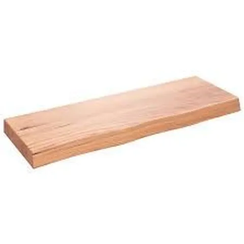 BOXED WALL SHELF LIGHT BROWN TREATED SOLID WOOD OAK
