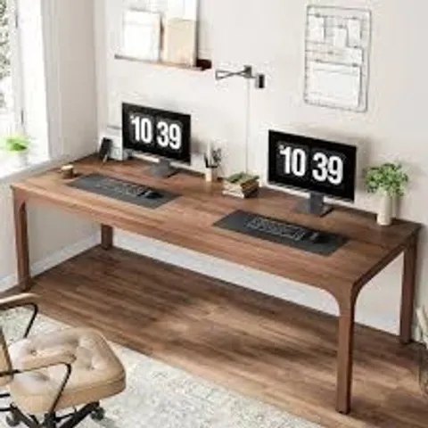 BOXED TRIBESIGNS 2M MODERN EXTRA LONG DESK, LARGE HOME OFFICE WORKSTATION - WALNUT (1 BOX)