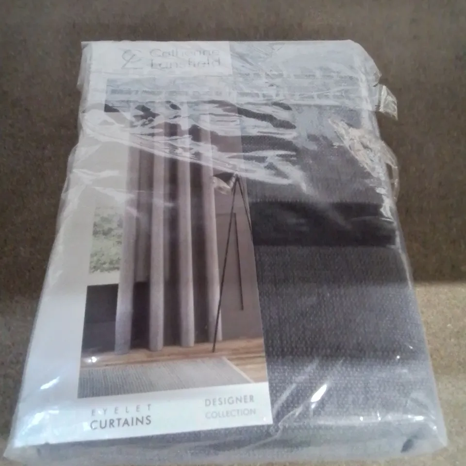 CATHRINE LANSFIELD EYELET CURTAINS IN GREY- 90X90INCH