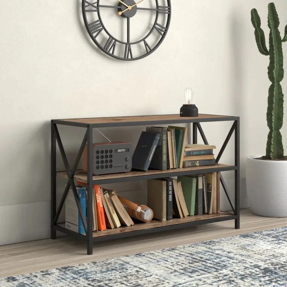 BOXED DESIGNER BREMER STEEL CONSOLE TABLE