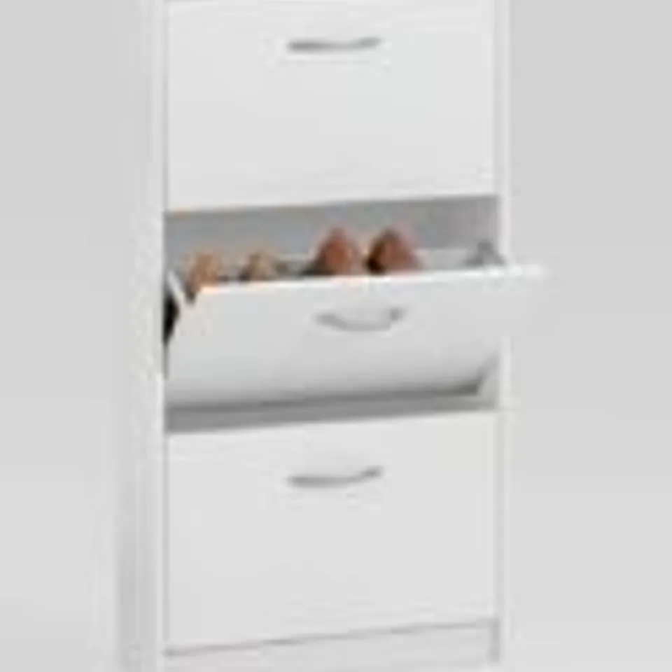 BOXED PLUM TREE SHOE CABINET/STORAGE WITH THREE SHOE COMPARTMENTS MELAMINE SURFACE PROVIDES PROTECTION AGAINST HEAT & SCRATCHES  RRP £79.95
