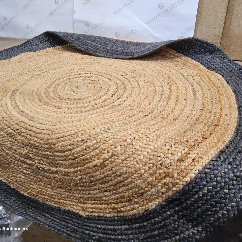CHARLOTTE NATURAL/GREY CIRCULAR RUG 120cm