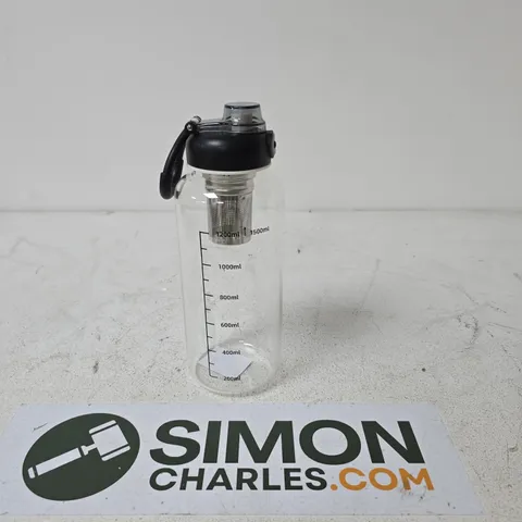 CLEAR GLASS WATER BOTTLE WITH INFUSER, 1.5L CAPACITY