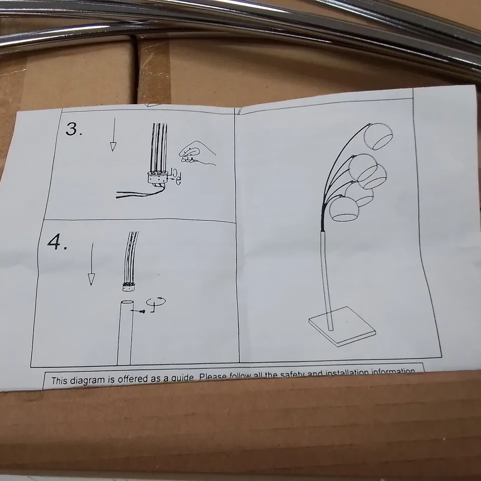 BOXED CHROME 5-LAMP FLOOR LIGHT - COLLECTION ONLY