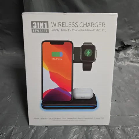 SENELUX 3-IN-1 WIRELESS CHARGER FOR IPHONE, APPLE WATCH & AIRPODS – WHITE, BOXED