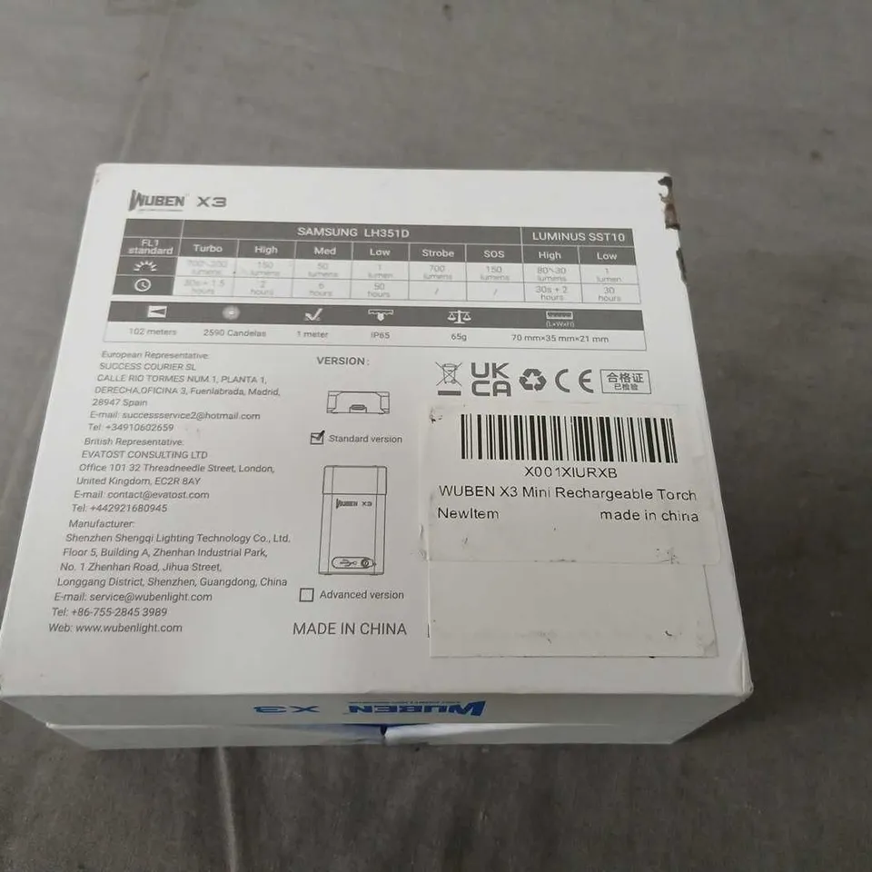 WUBEN X3 MINI RECHARGEABLE TORCH – BOXED