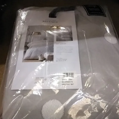 BOXED BURKS DUVET COVER SET SILVER/WHITE