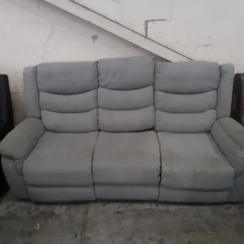 DESIGNER 3-SEATER RECLINER SOFA IN GREY FABRIC