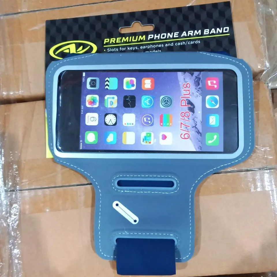 APPROXIMATELY 70 BOXES OF 5 BRAND NEW ATHELTIC WORKS PREMIUM PHONE ARM BANDS(APPROXIMATELY 350 IN TOTAL)