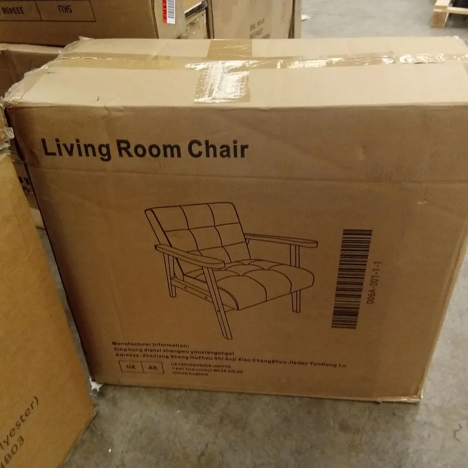 BOXED LIVING ROOM CHAIR - GREY/NATURAL (1 BOX)