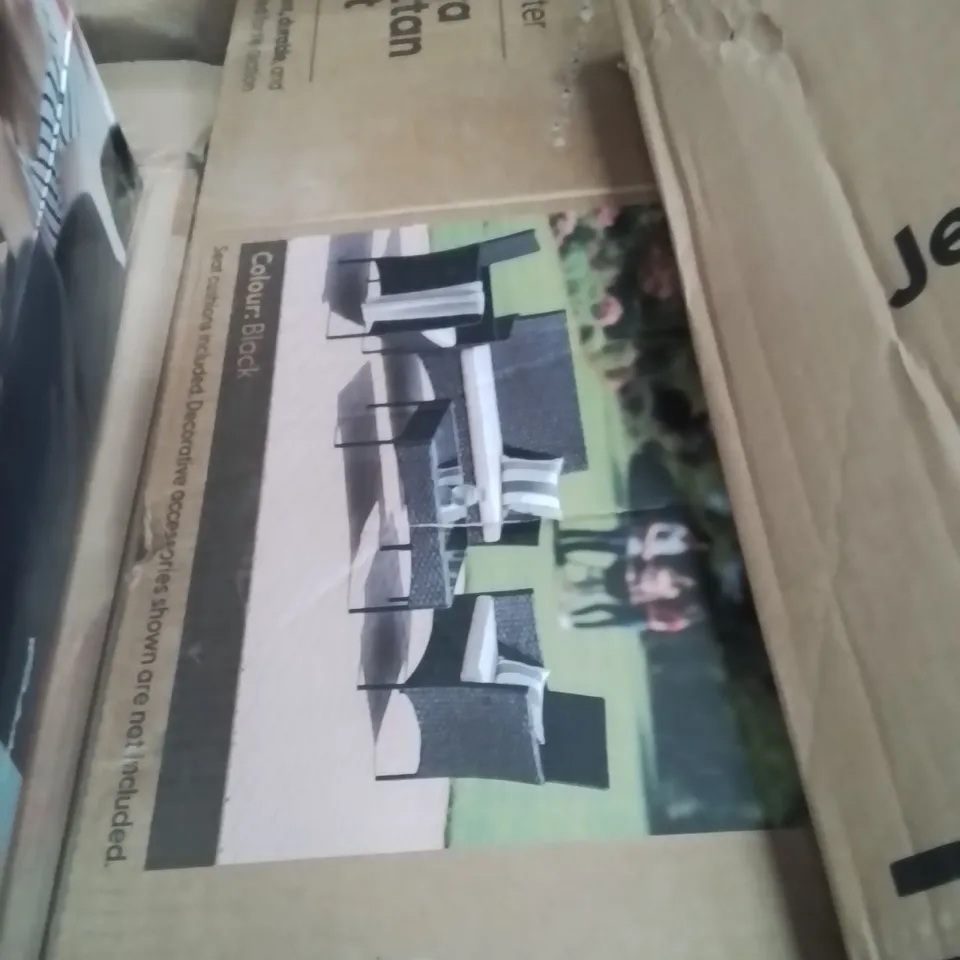 BOXED KEPLIN 4 SEATER SOFA RATTAN SET BLACK