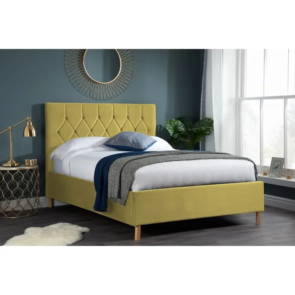 BOXED 135CM MIZELL OTTOMAN BED MUSTARD