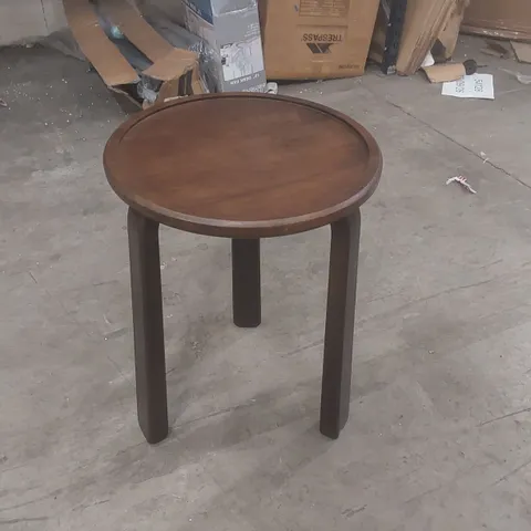 BEYAN ROUND SOLID WOOD TRAY TOP SIDE TABLE