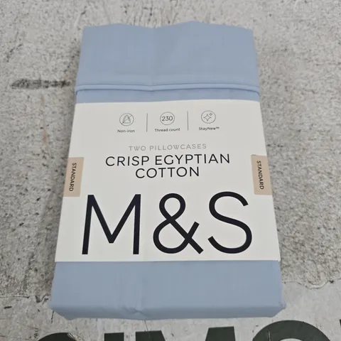 M&S PILLOWCASE PAIR β CRISP EGYPTIAN COTTON, LIGHT BLUE