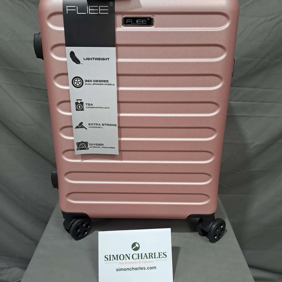 FLIEE HARD SHELLED LIGHTWEIGHT LOCKABLE LUGGAGE CASE IN PINK 
