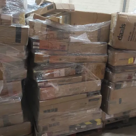 PALLET CONTAINING A VERY LARGE QUANTITY OF ASSORTED FURNITURE PRODUCTS ECT INCLUDING: TRASH BIN, SHOE RACK, COSMETIC ORGANISER, BAR CHAIR ECT