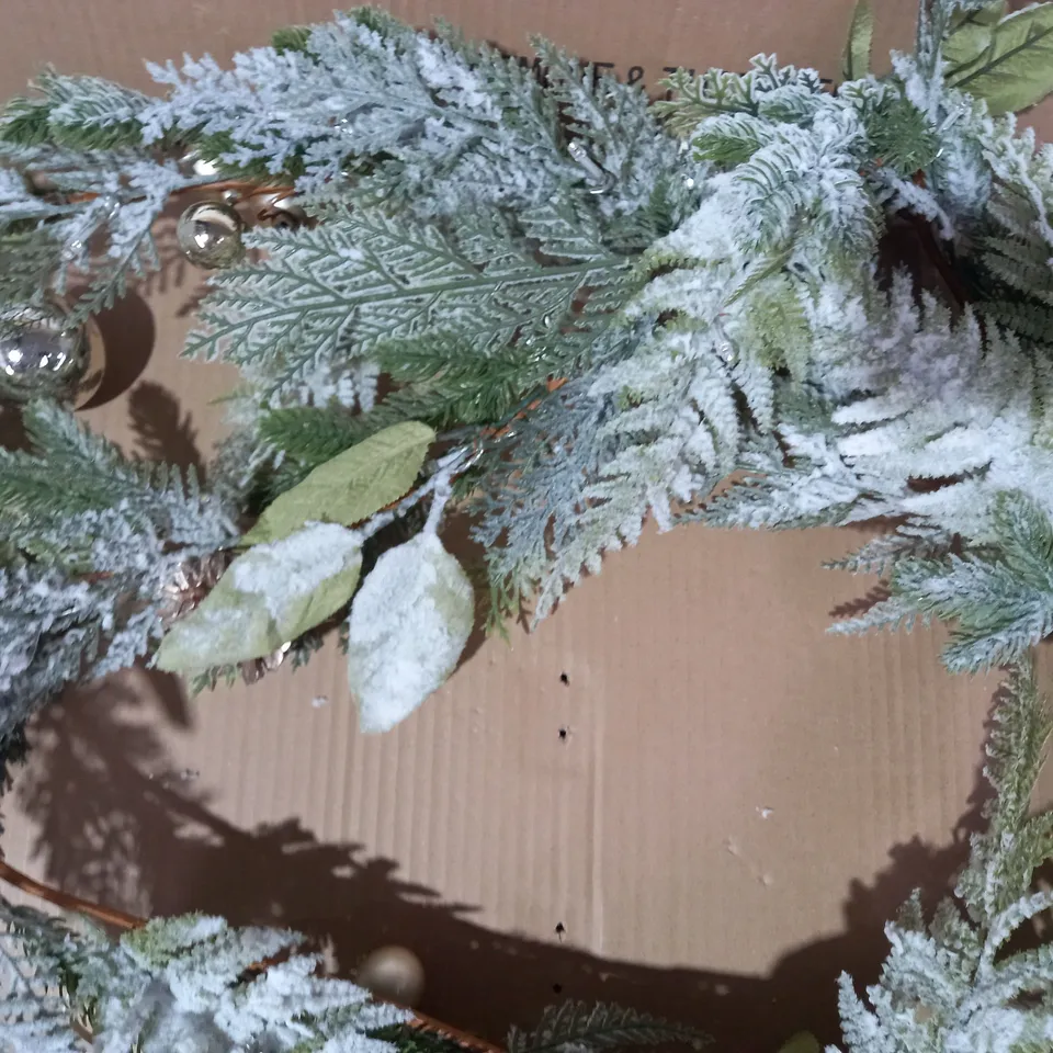 9FT PRE LIT FROSTED GARLAND WITH BAUBLES RRP £39.99