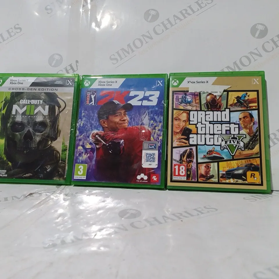 3 ASSORTED XBOX ONE GAMES TO INCLUDE: CALL OF DUTY, PGA 2K23 & GRAND THEFT AUTO V