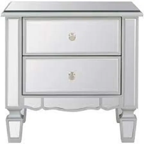 BOXED MIRAGE MIRRORED 2-DRAWER BEDSIDE CABINET (1 BOX)