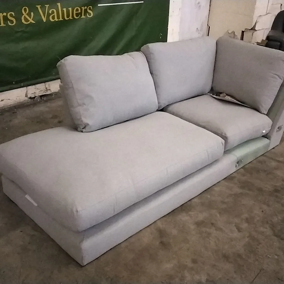 QUALITY BRITISH DESIGNER GREY FABRIC CORNER GROUP CHAISE SECTION