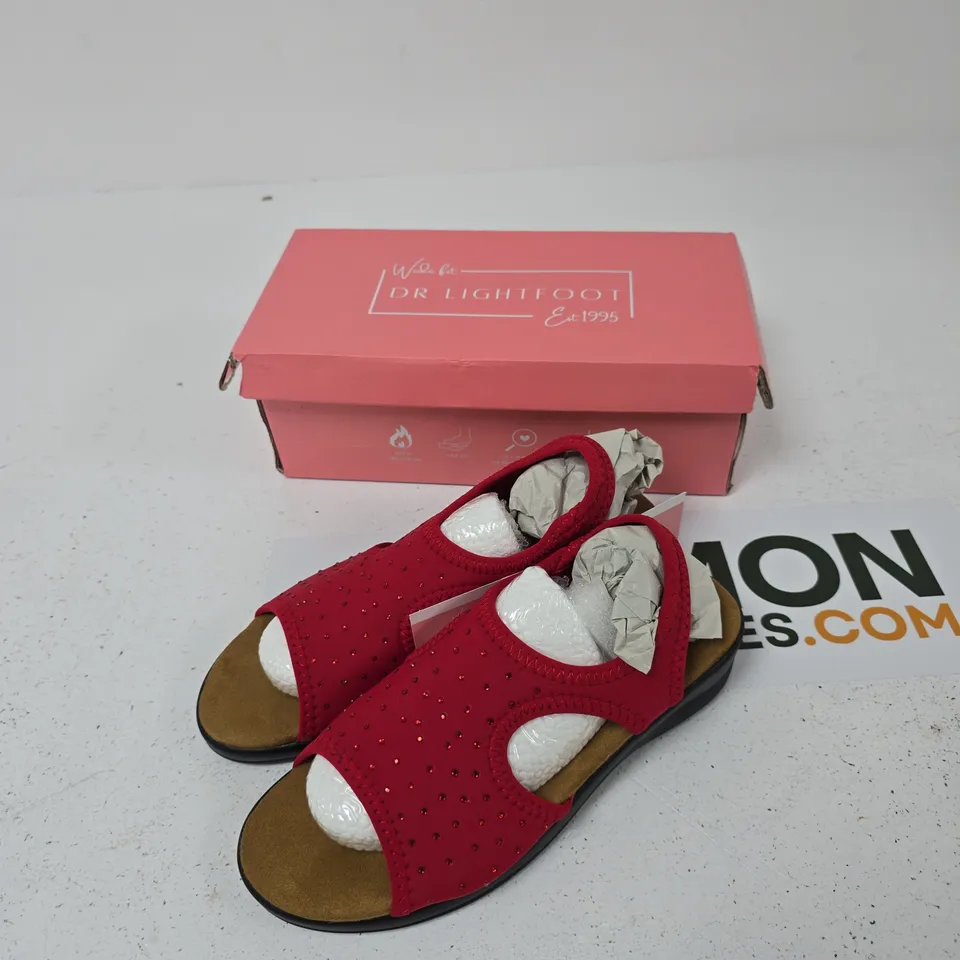 DR LIGHTFOOT JENNY RED WIDE-FIT SANDALS – UK 5