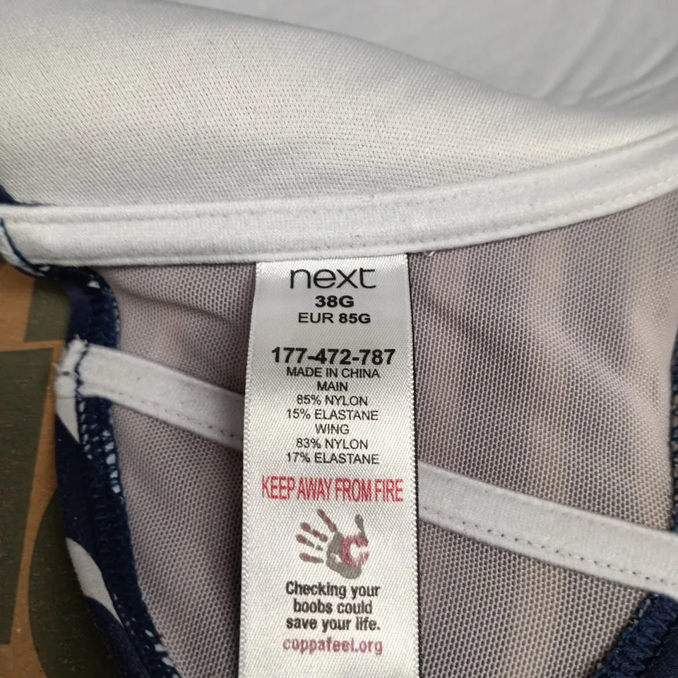 NEXT WOMEN'S STRIPED BIKINI TOP – NAVY & WHITE, UK 38G (EU 85G)