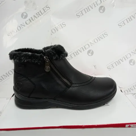 RIEKER FUR CUFF BOOTS, BLACK - SIZE 6