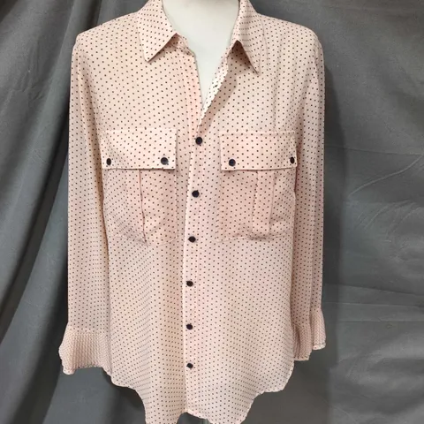 MINT VELVET BLUSH PINK POLKA DOT BLOUSE, UK 16