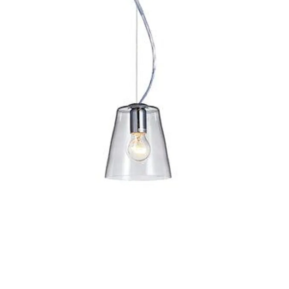 BOXED CLEAR GLASS BELL PENDANT WITH CHROME DETAILING 