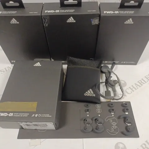 LOT OF 4 BOXED PAIRS OF ADIDAS FWD-01 SPORTS EARPHONES