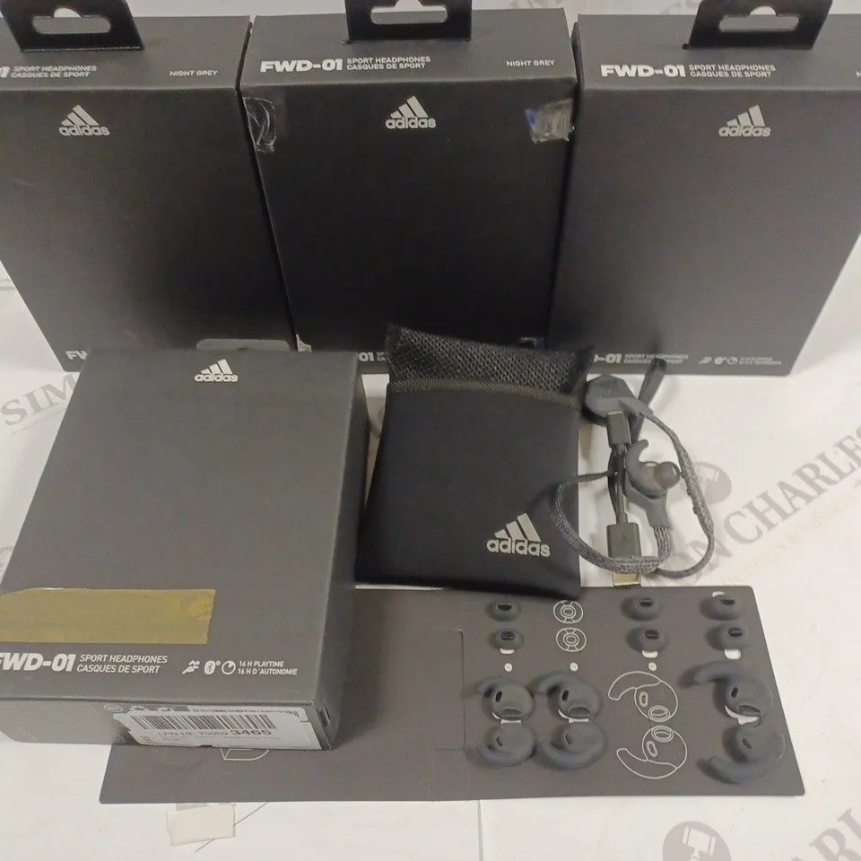 LOT OF 4 BOXED PAIRS OF ADIDAS FWD-01 SPORTS EARPHONES
