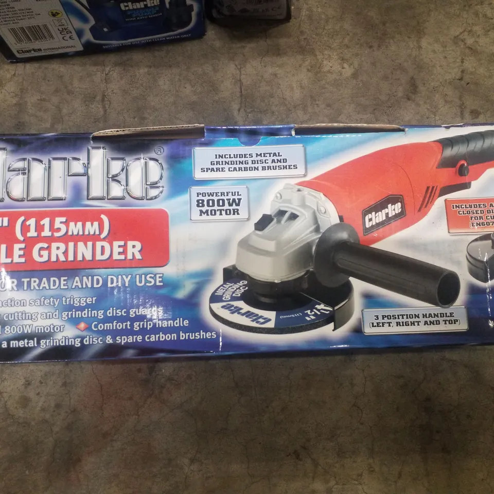 BOXED CLARKE CAG800B 800W 115MM ANGLE GRINDER (230V)