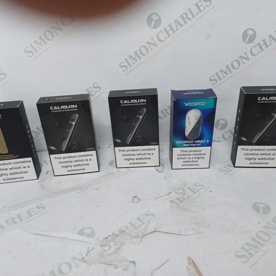 LOT OF APPROXIMATELY 10 BOXED E-CIGARETTES TO INCLUDE VOOPOO VINCI 3, ENDURA T22E, AND CALIBURN A2 POD ETC. 