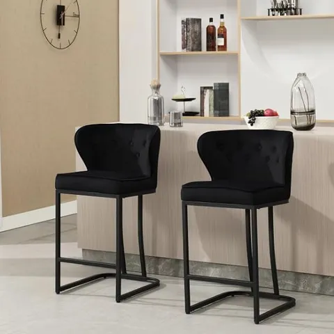 BOXED WOLTU SET OF 2 BAR STOOLS WITH BACKREST BLACK
