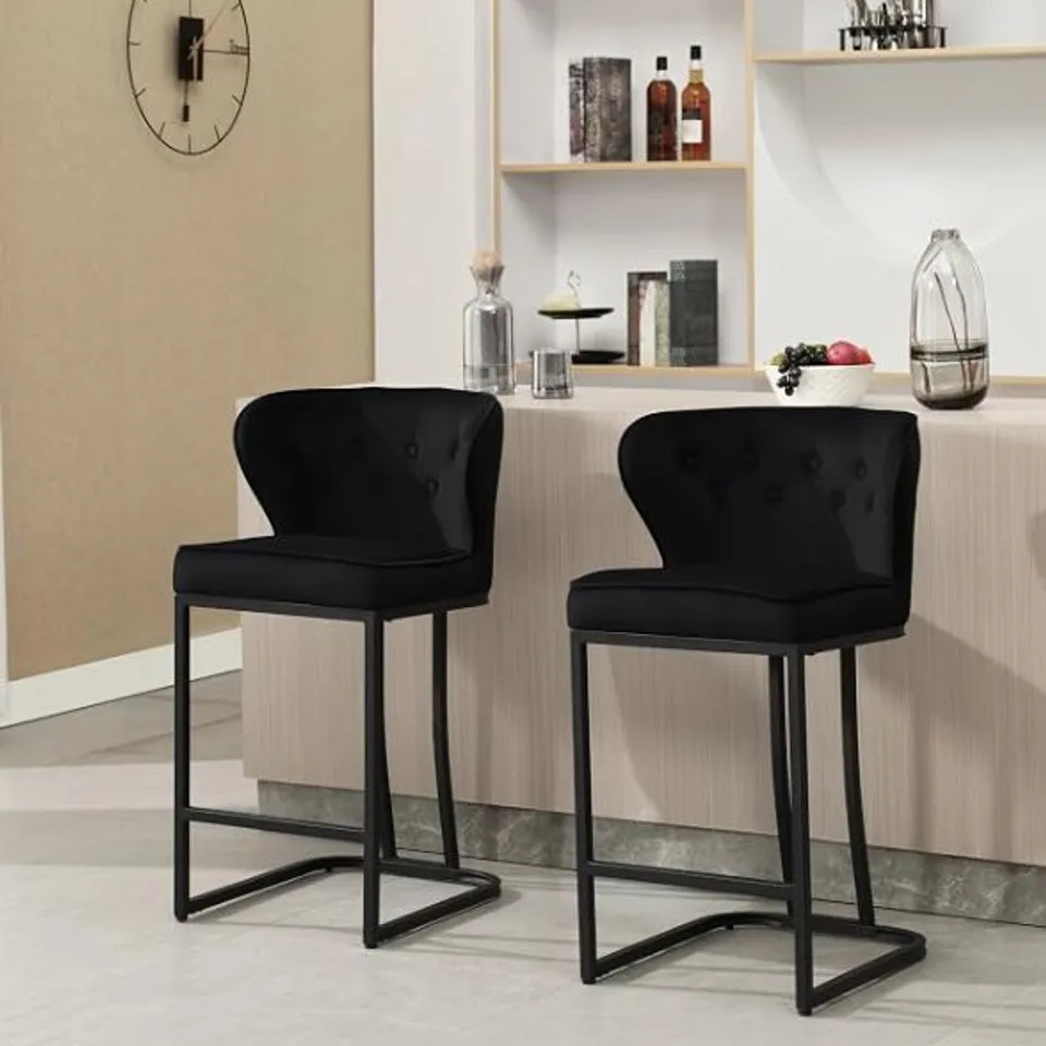 BOXED WOLTU SET OF 2 BAR STOOLS WITH BACKREST BLACK