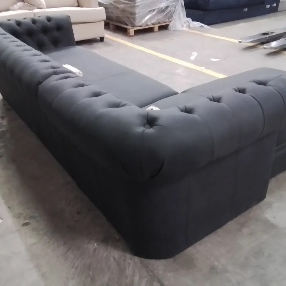 QUALITY DESIGNER CHESTER LEFT HAND CORNER FABRIC UPHOLSTERED GREY CHAISE SOFA