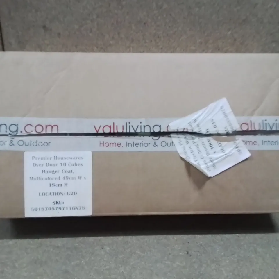BOXED PREMIUM HOUSEWARES OVER DOOR 10 CUBES COAT HANGERS MULTI COLOURED 