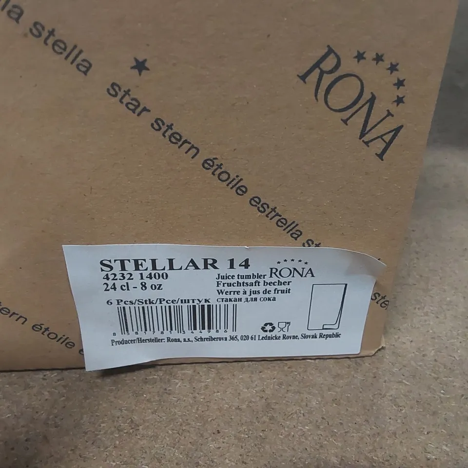 BOX CONTAINING APPROXIMATELY 44x BRAND NEW RONA 240ML JUICE TUMBLERS