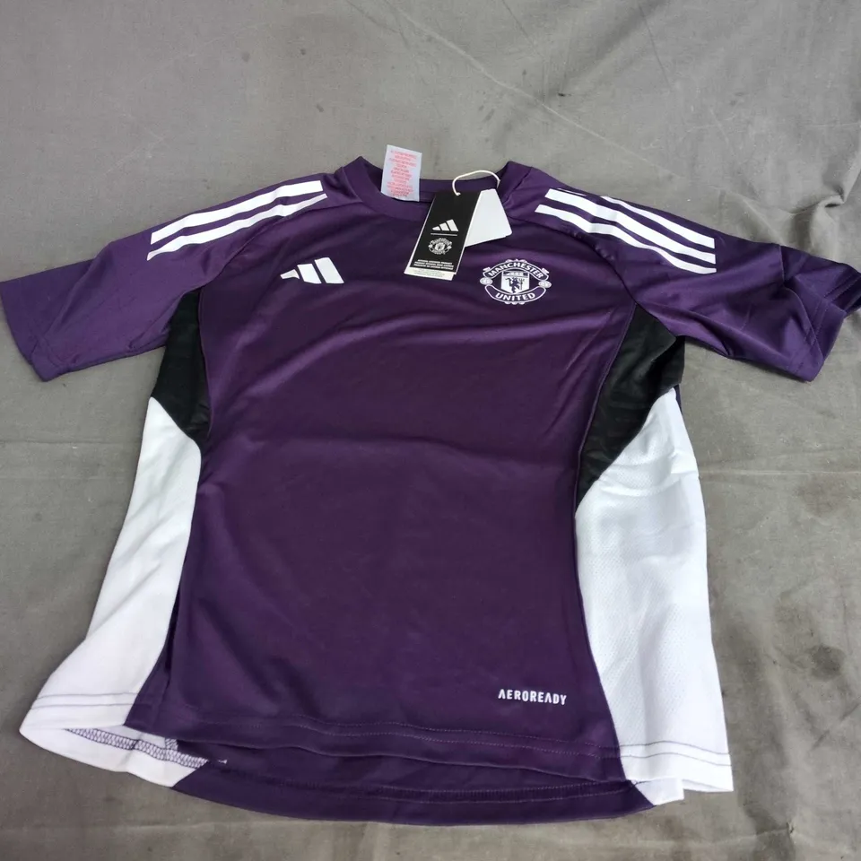 MANCHESTER UNITED ADIDAS FOOTBALL JERSEY – PURPLE, YOUTH UK 11-12
