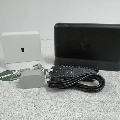 TOTE OF APPROXIMATELY 15 ASSORTED ITEMS TO INCLUDE ROUTERS, REMOTE CONTROLS, POWER SUPPLIES ETC